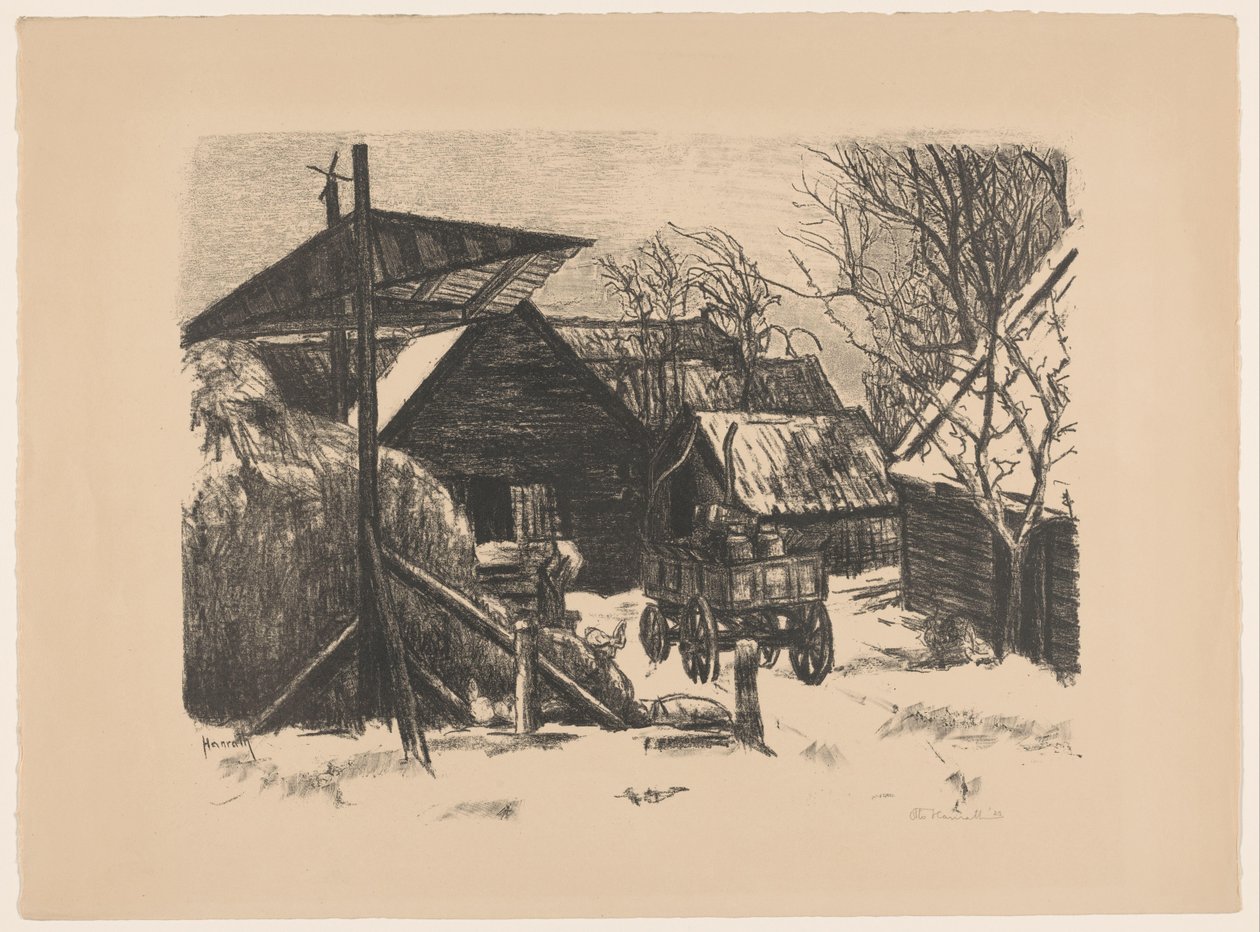 Maatila lumessa tekijältä Otto Hanrath (signed by artist)