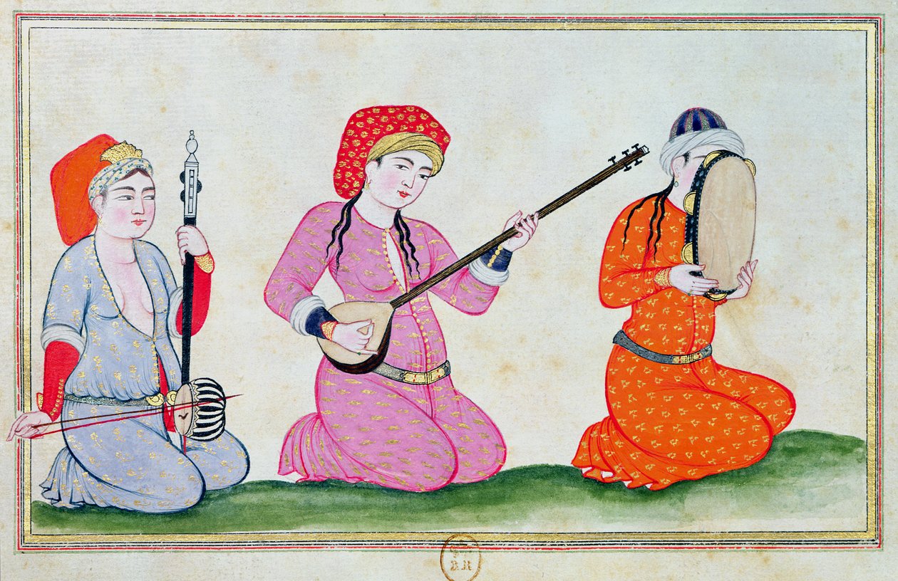 Muusikot, teoksesta "Hoviston ja Konstantinopolin kaupungin puvut", 1720 tekijältä Ottoman School