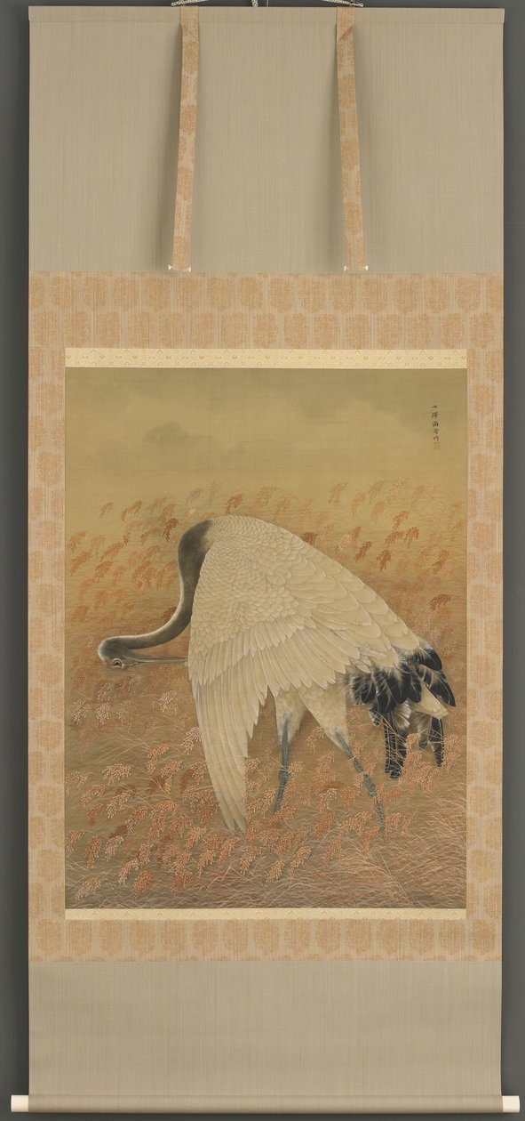 Nosturi, Meijin aikakausi, 1800-luvun loppu (muste ja väri silkillä) tekijältä Ozawa Nankoku