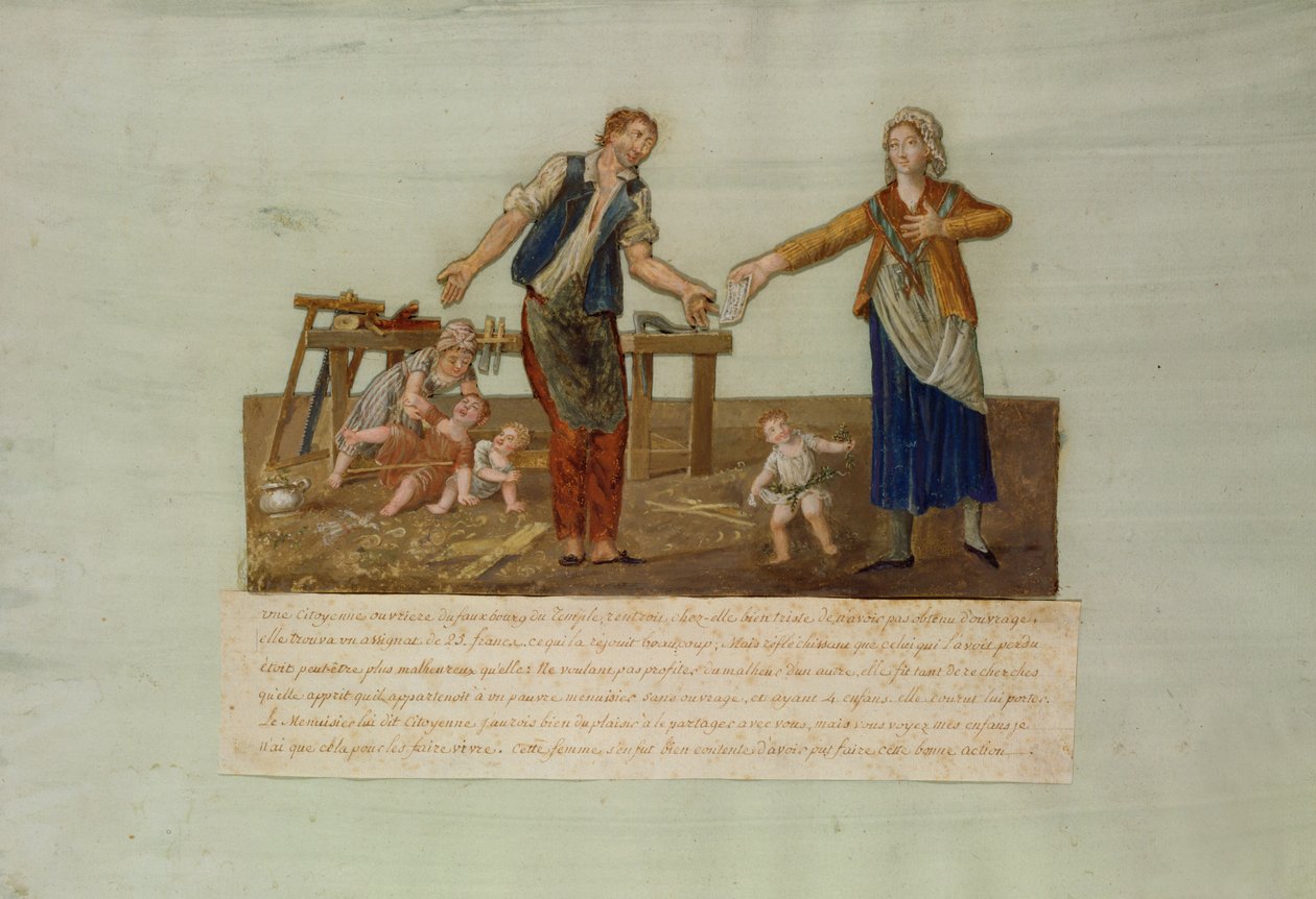 Pariisin temppelialueen naiskansalaisen rehellisyys (guassi) tekijältä P. A. and J.B. Lesueur
