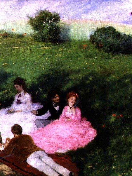 Piknik toukokuussa (yksityiskohta), 1873 tekijältä Pál Szinyei Merse