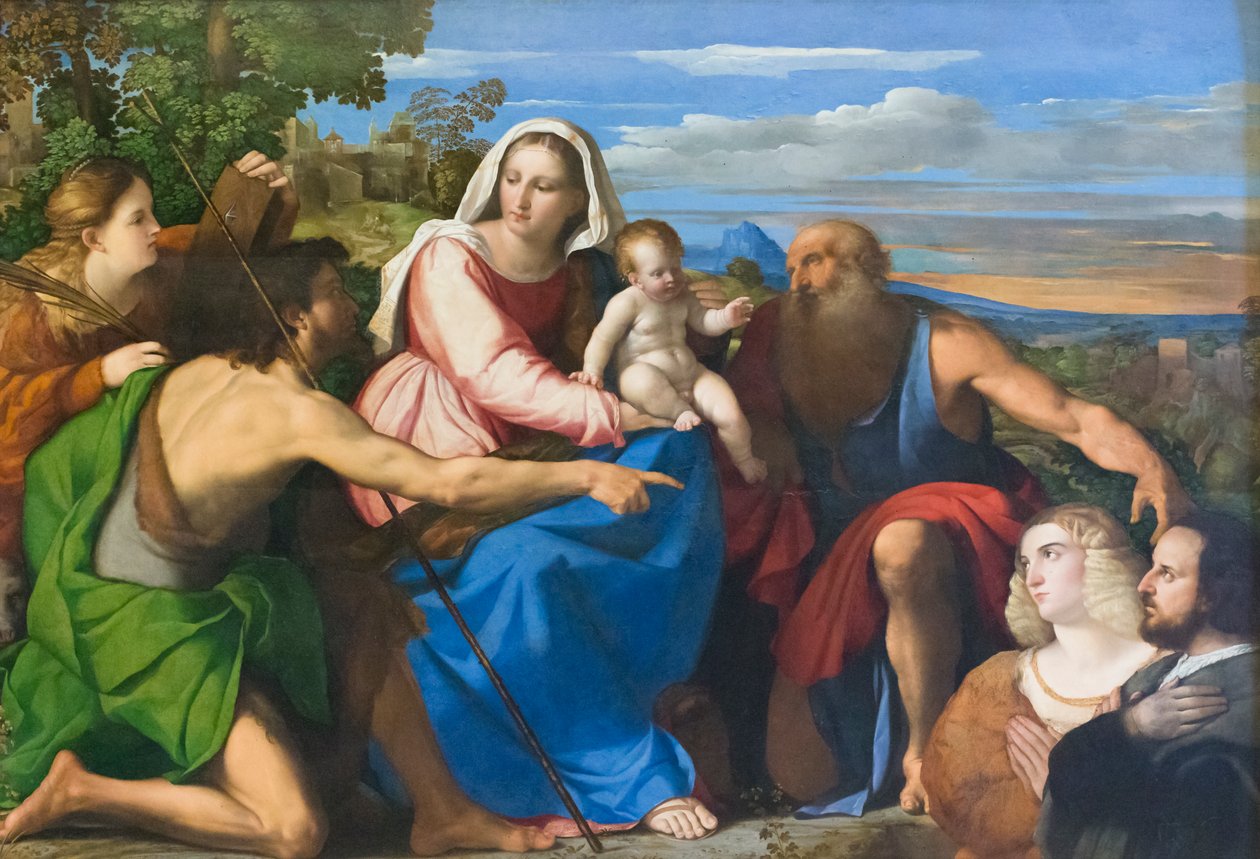 Pyhä keskustelu lahjoittajien kanssa tekijältä Palma Il Giovane (1548 1628)