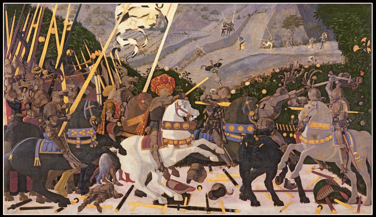 San Romanon taistelu, n. 1438-1440 (tempera poppelilla) tekijältä Paolo Uccello