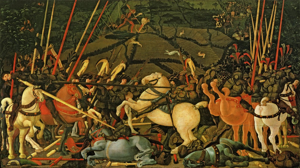 San Romanon taistelu vuonna 1432, noin 1456 (tempera paneelissa) (katso myös 162335) tekijältä Paolo Uccello