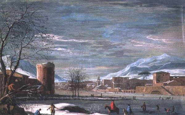 Talvimaisema (tempera nahalla) tekijältä Paolo de (attr.) Filippi