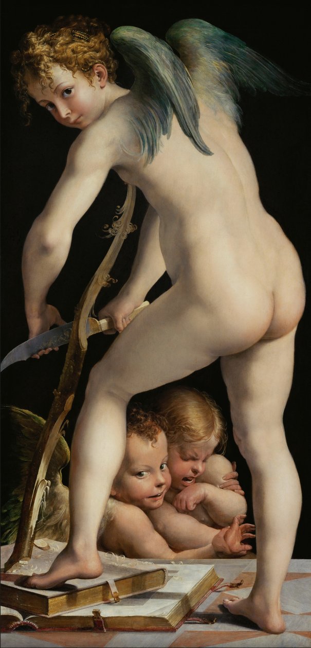 Bogenschnitzender Amor tekijältä Parmigianino