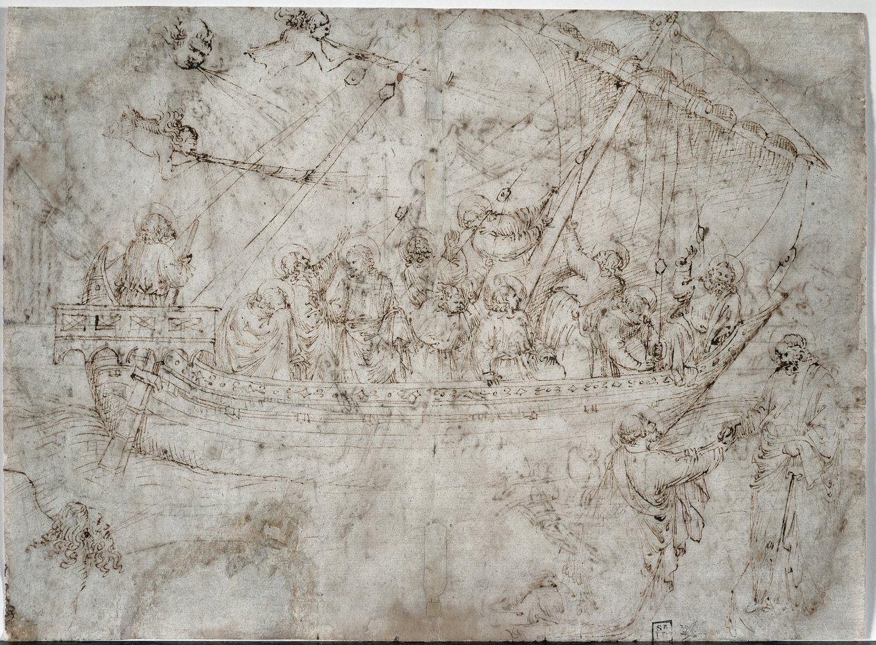 Kaksi piirustusta laivoista, 1410-luku. tekijältä Parri Spinelli