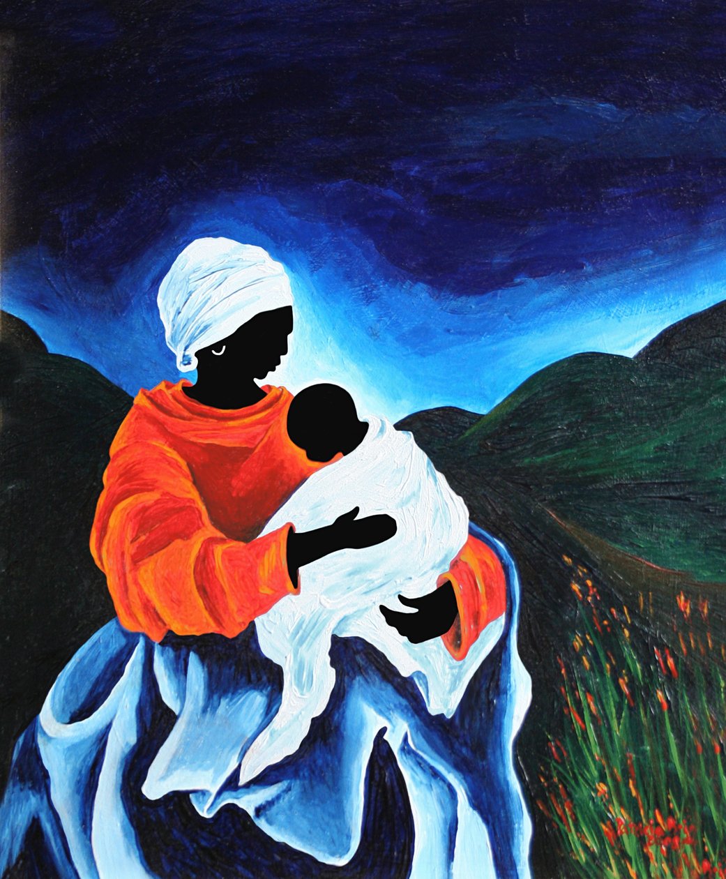 Madonna ja lapsi - Lullabye, 2008 (akryyli puulle) tekijältä Patricia Brintle