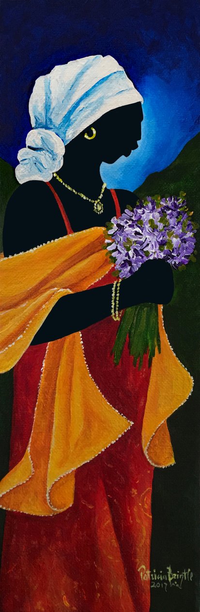 Resham huivi, 2018, (akryyli kankaalle) tekijältä Patricia Brintle