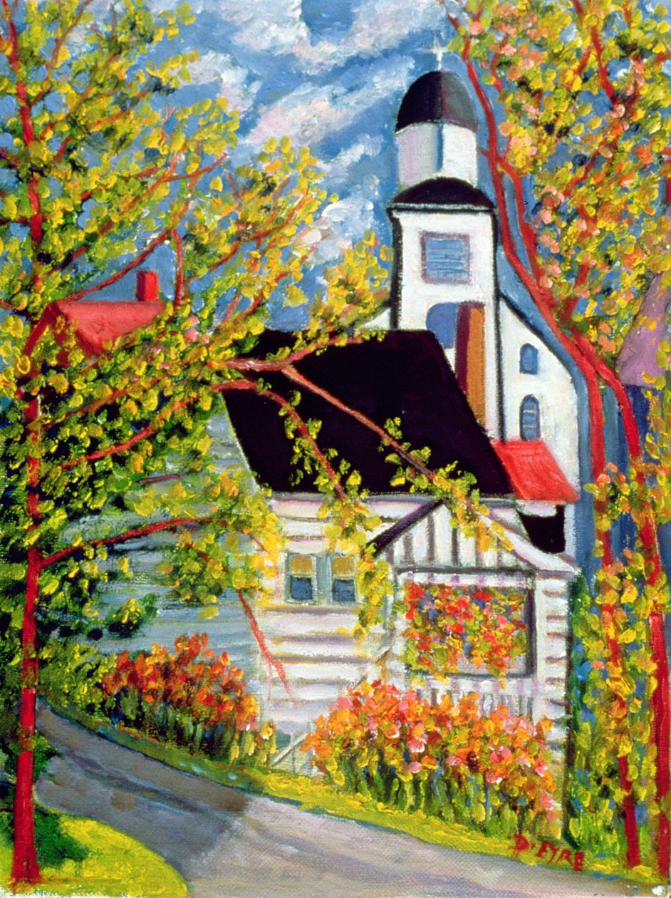 Talo kirkolla, Badeck (öljy pellavalle) tekijältä Patricia Contemporary Artist Eyre