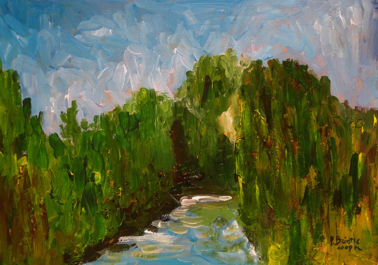 Winding river, 2009 (akryyli puulle) tekijältä Patricia Brintle
