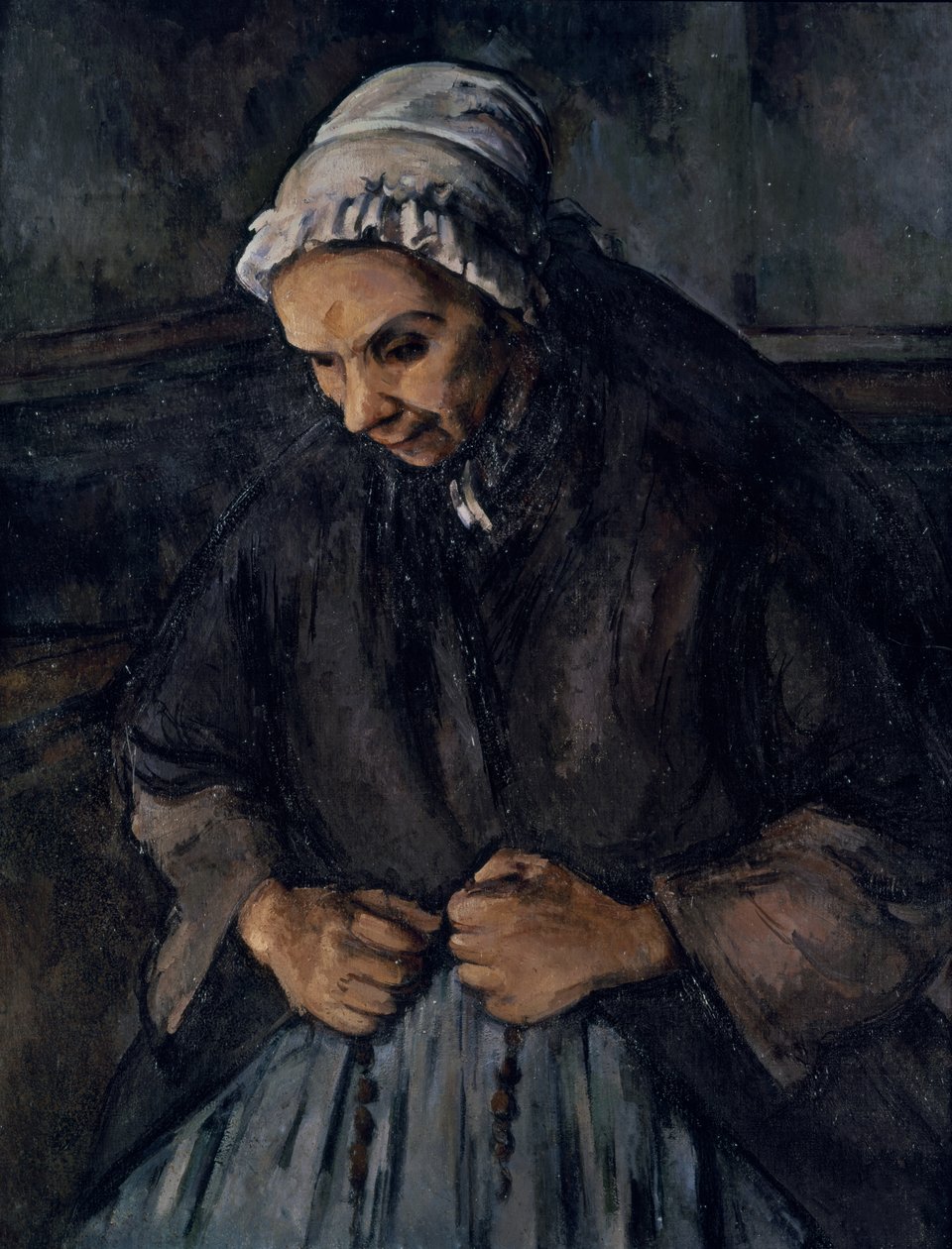 Vanha nainen ruusunauhalla, n. 1896 tekijältä Paul Cézanne