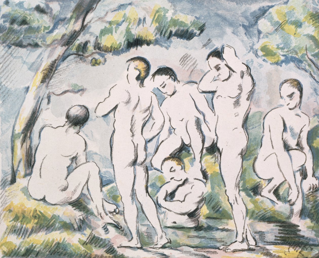 Kylpejät maisemassa, 1898 tekijältä Paul Cézanne
