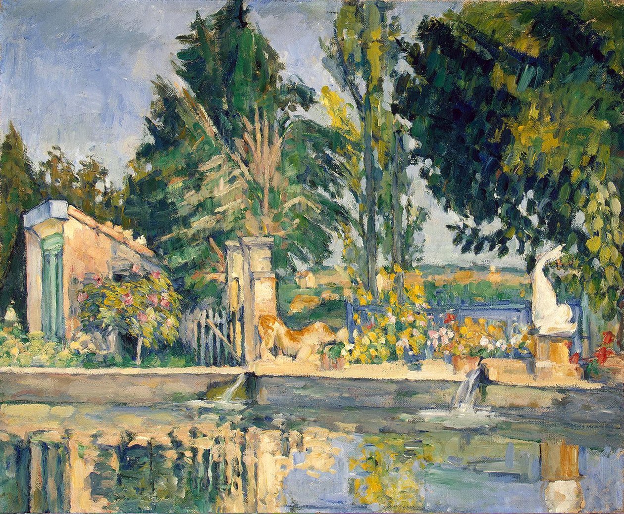 Jas de Bouffan, uima-allas, n. 1876 tekijältä Paul Cézanne