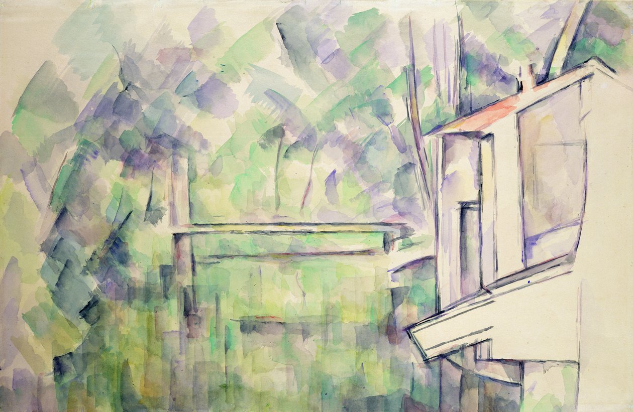 Mylly joella, 1900 tekijältä Paul Cézanne