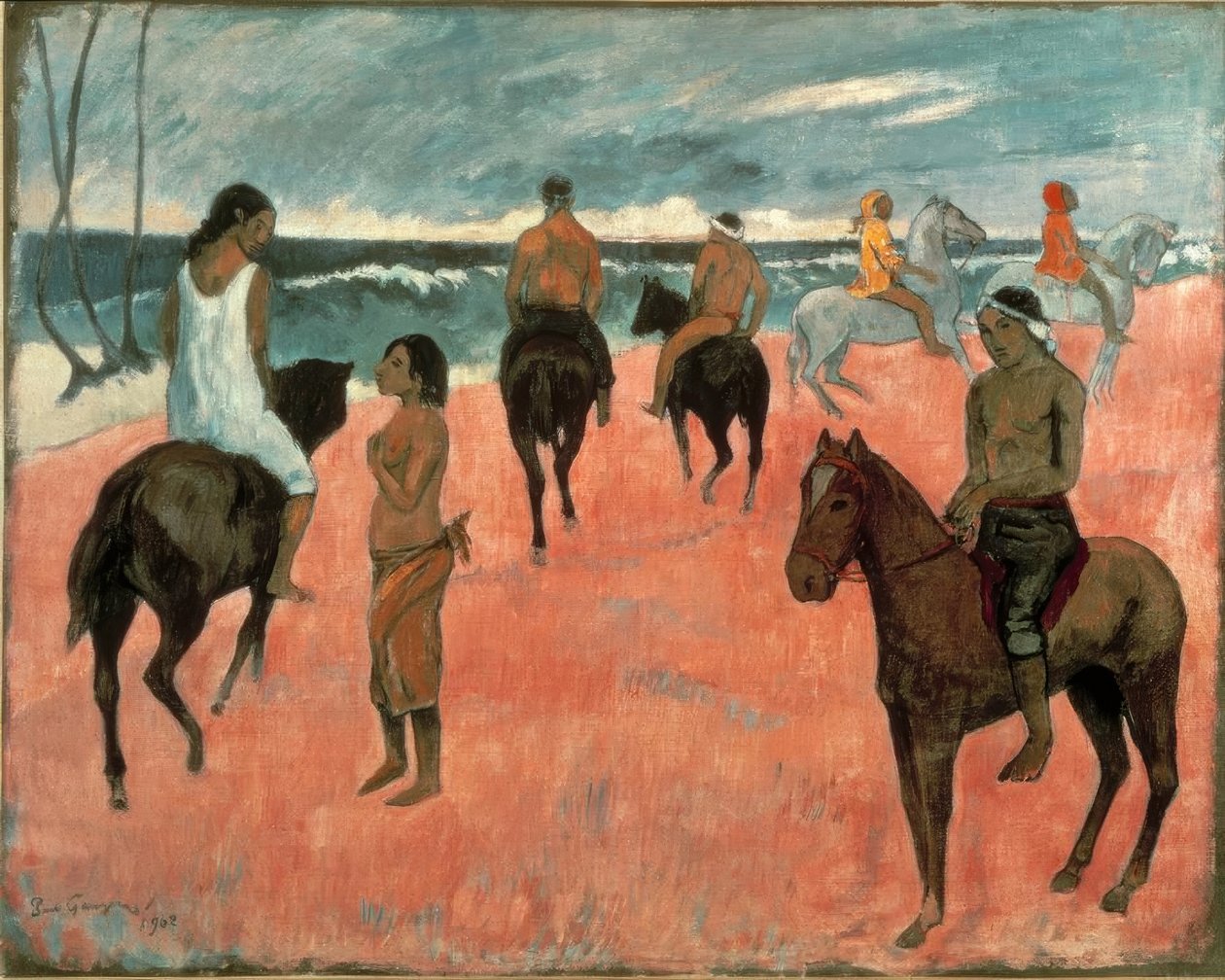 Ratsastajat rannalla tekijältä Paul Gauguin
