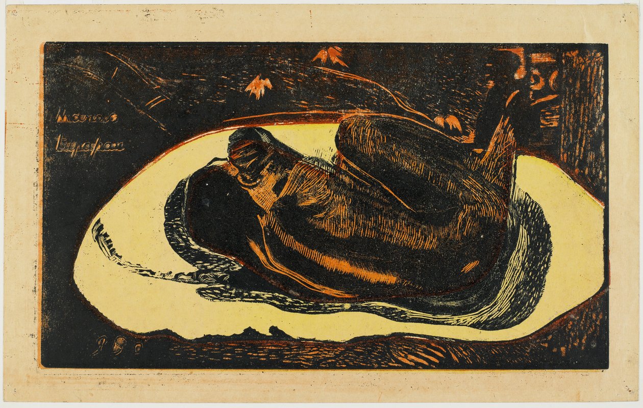 Manao Tupapau, 1894 (värillinen puupiirros) tekijältä Paul Gauguin