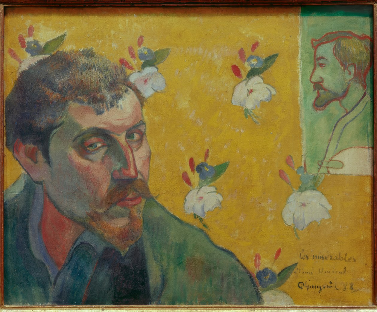 Selbstbildnis mit dem Porträt Bernards, Vincent van Gogh gewidmet (Les Misérables) tekijältä Paul Gauguin