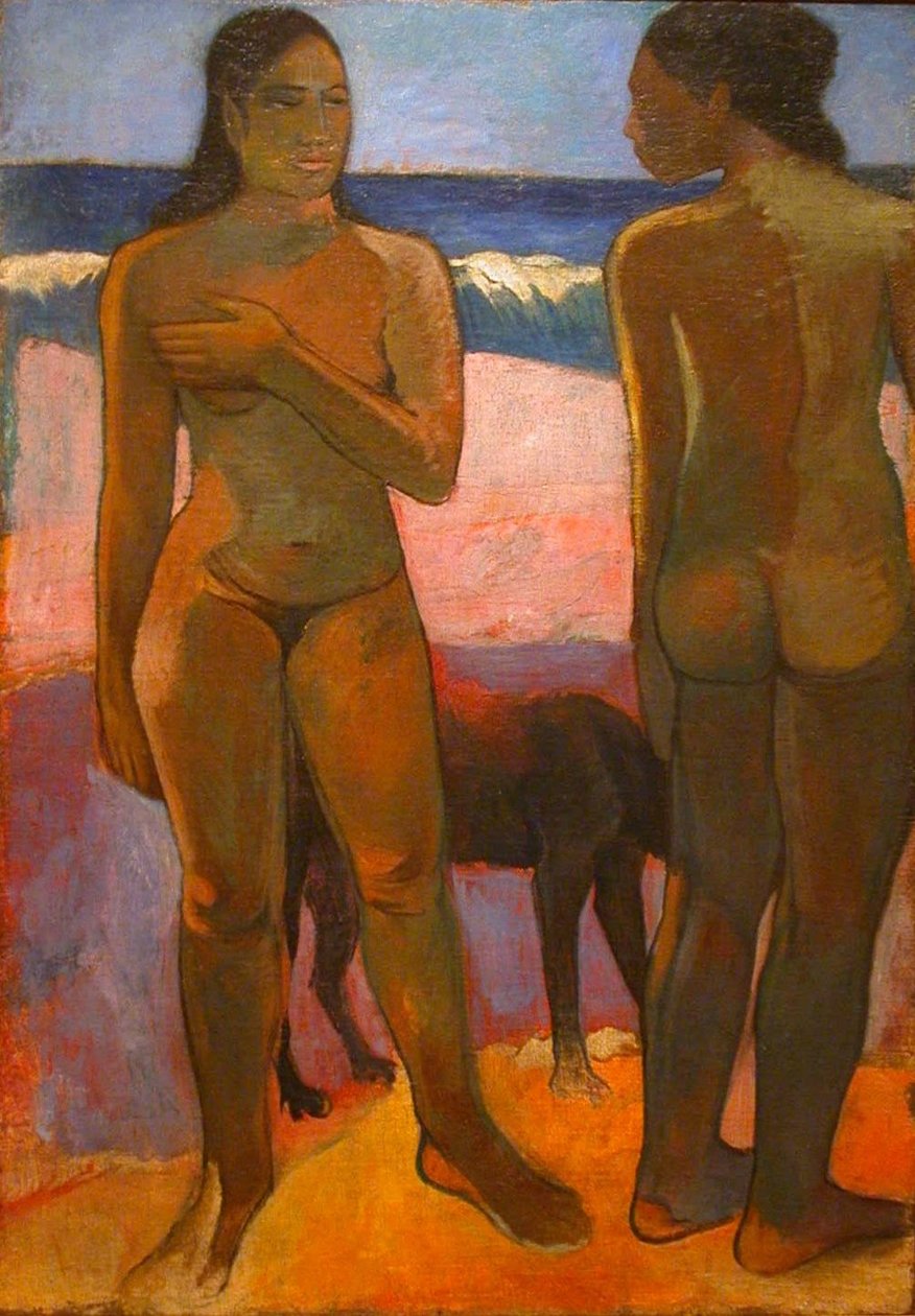 Kaksi alastonta Tahitian rannalla tekijältä Paul Gauguin