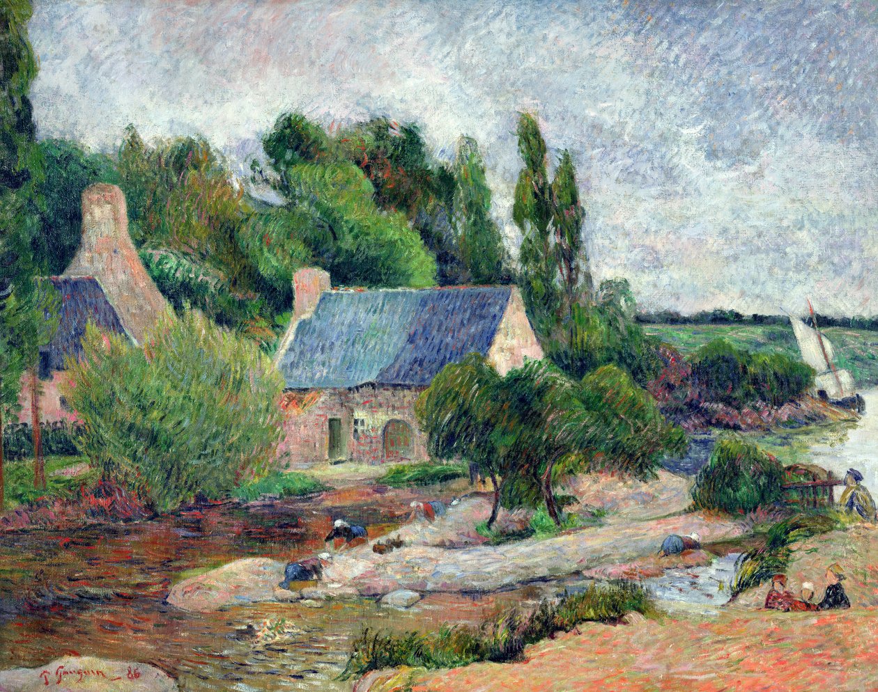 Pesukoneiset Pont-Avenissa, 1886 tekijältä Paul Gauguin