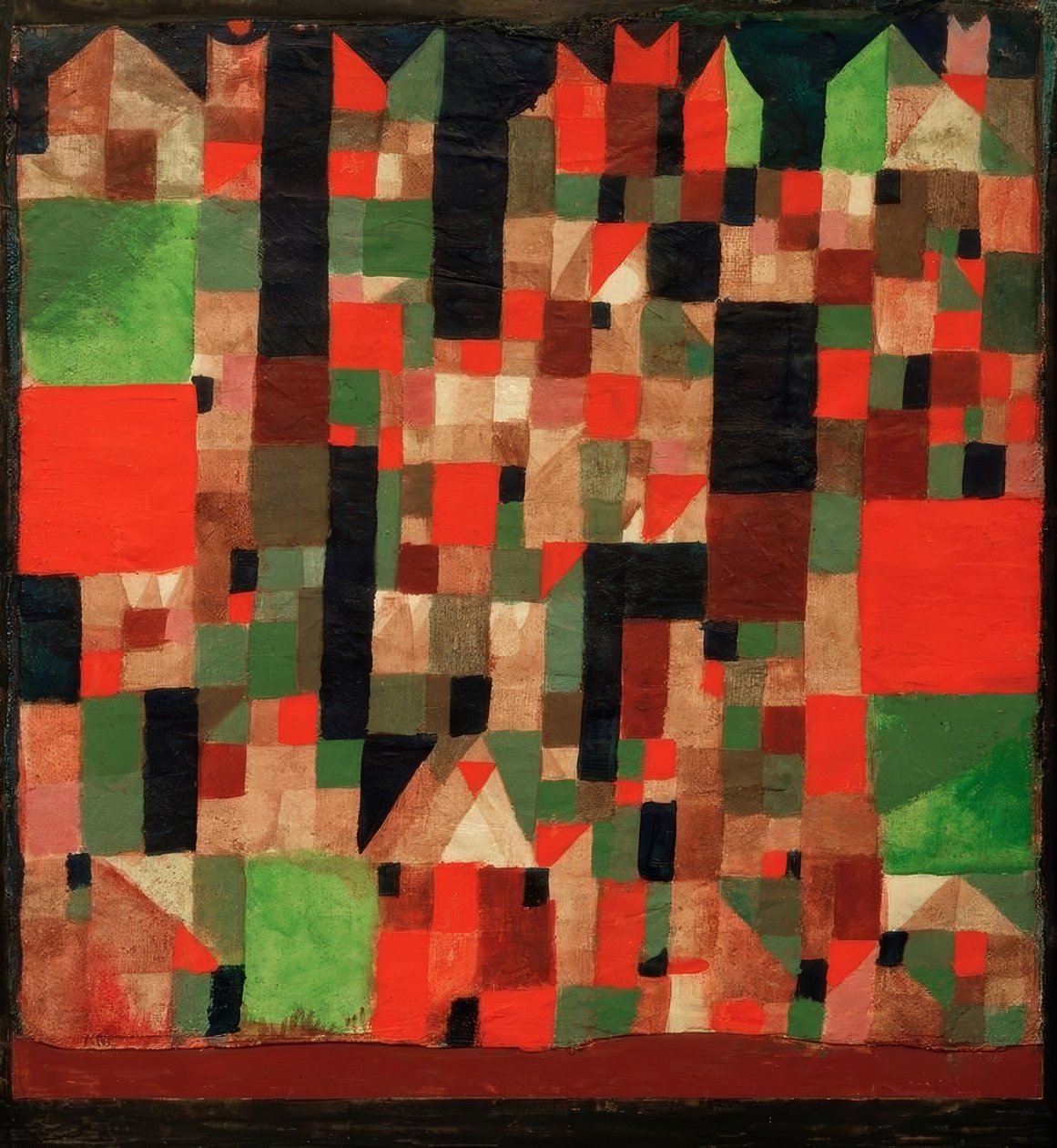 Städtebild (rotgrüne Accente) tekijältä Paul Klee