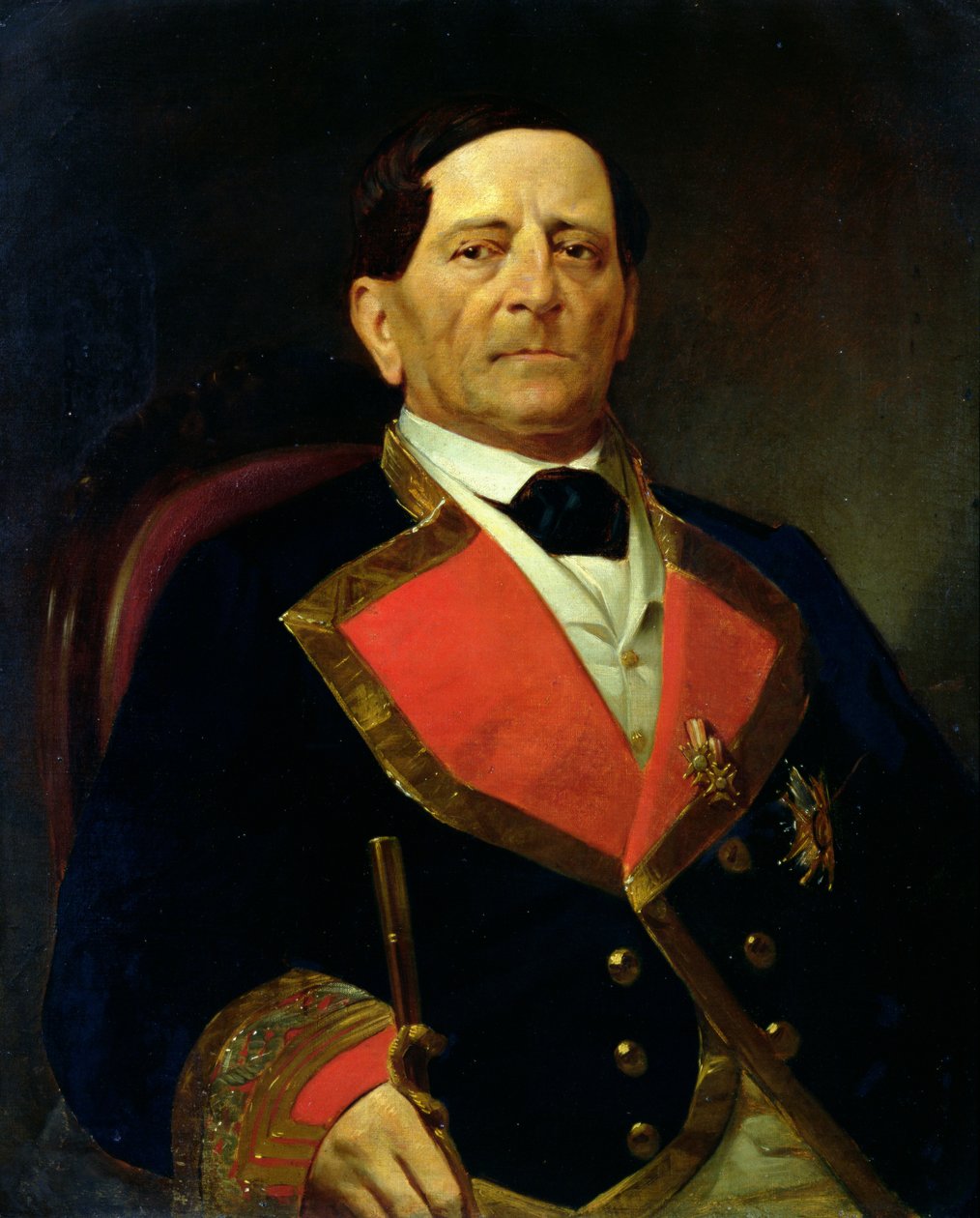 Portrait of Antonio Lopez de Santa Ana (1794-1876), c.1858 (oil on linen) tekijältä Paul LOuvrier