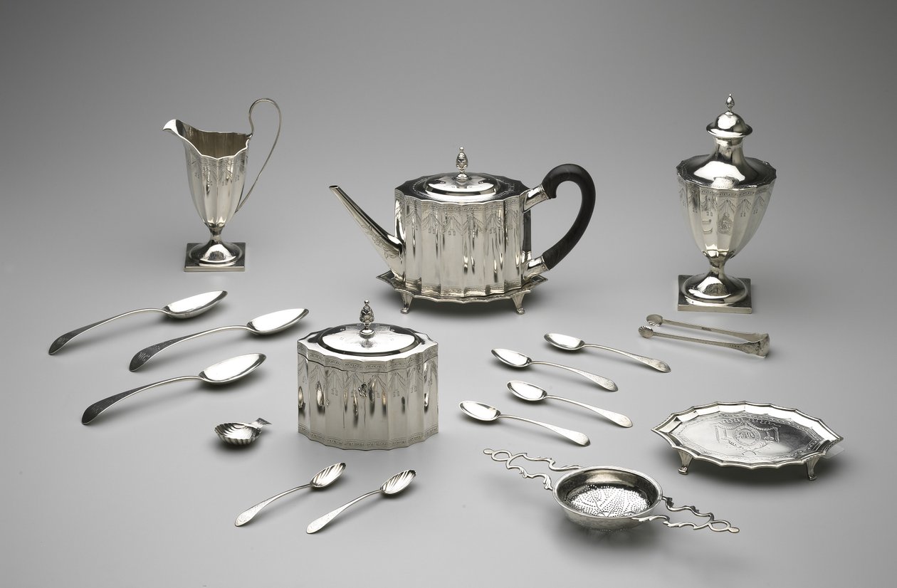 Teetarjoilu, 1792 (hopea ja puu) tekijältä Paul Revere