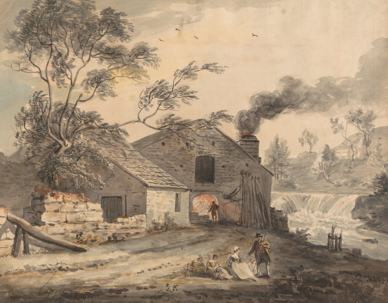 Rautatehdas Kent-joen varrella, Westmorlandissa tekijältä Paul Sandby