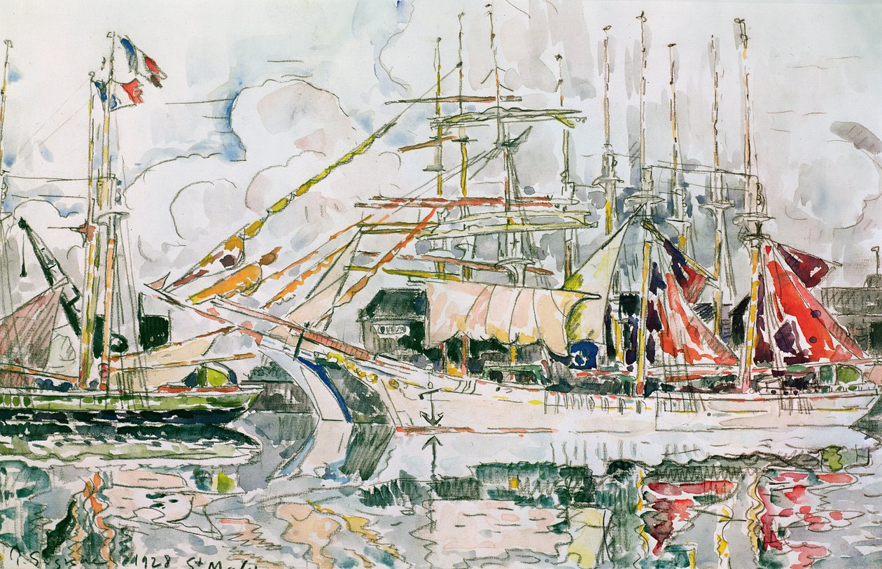 Saint-Malo, 1928 (kynä ja wc paperilla) tekijältä Paul Signac