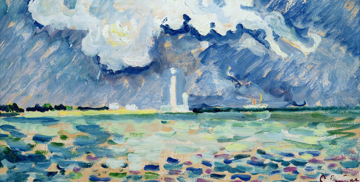 Gattevillen majakka (öljy kortille) tekijältä Paul Signac