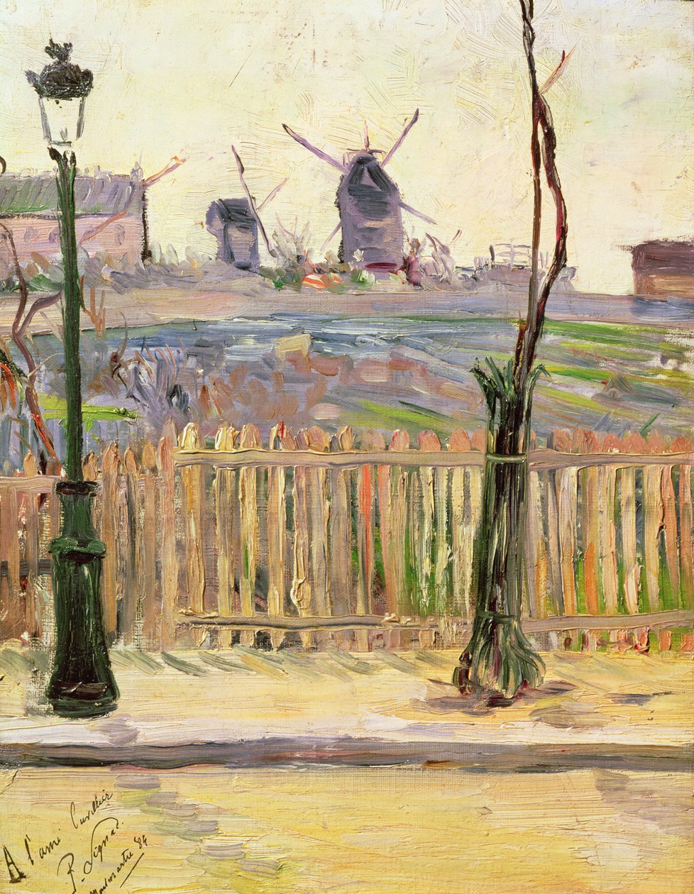 Montmartren tuulimyllyt, 1884 tekijältä Paul Signac