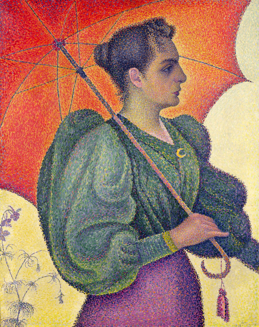 Nainen päivänvarjoineen, 1893 tekijältä Paul Signac
