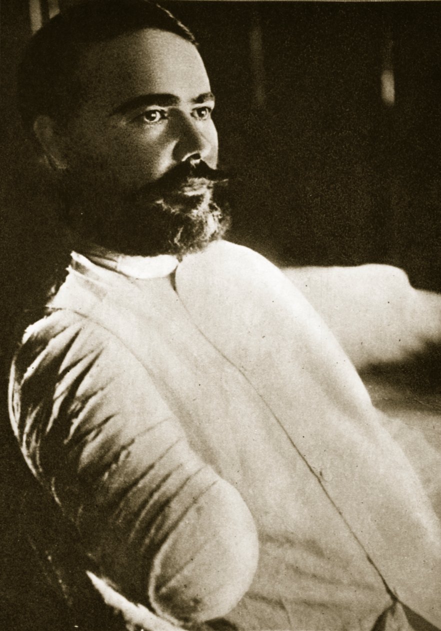 Kenraali Obregon sen jälkeen, kun kranaatti räjäytti hänen oikean kätensä Santa Ana del Condessa, 1915. tekijältä Paul Thompson
