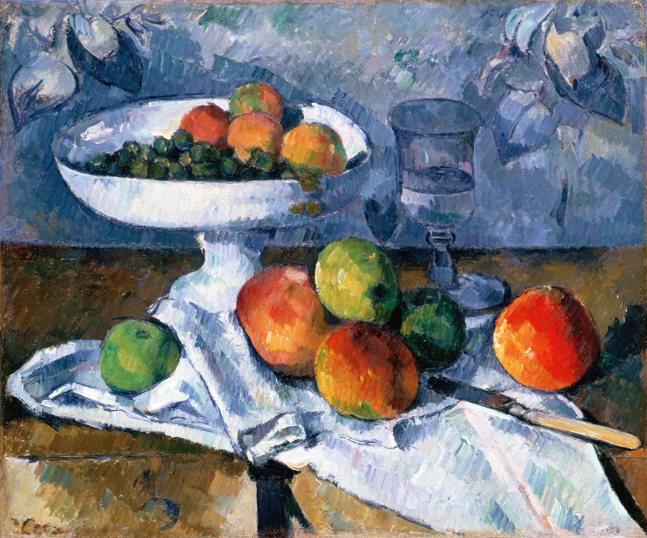 Asetelma hedelmäruoan kanssa tekijältä Paul Cézanne