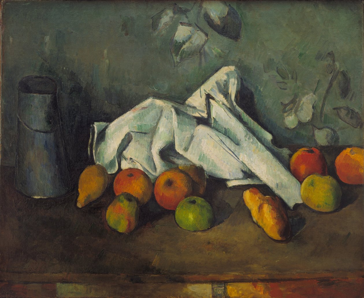 Maitopurkki ja omenat, 1879-1880 tekijältä Paul Cézanne