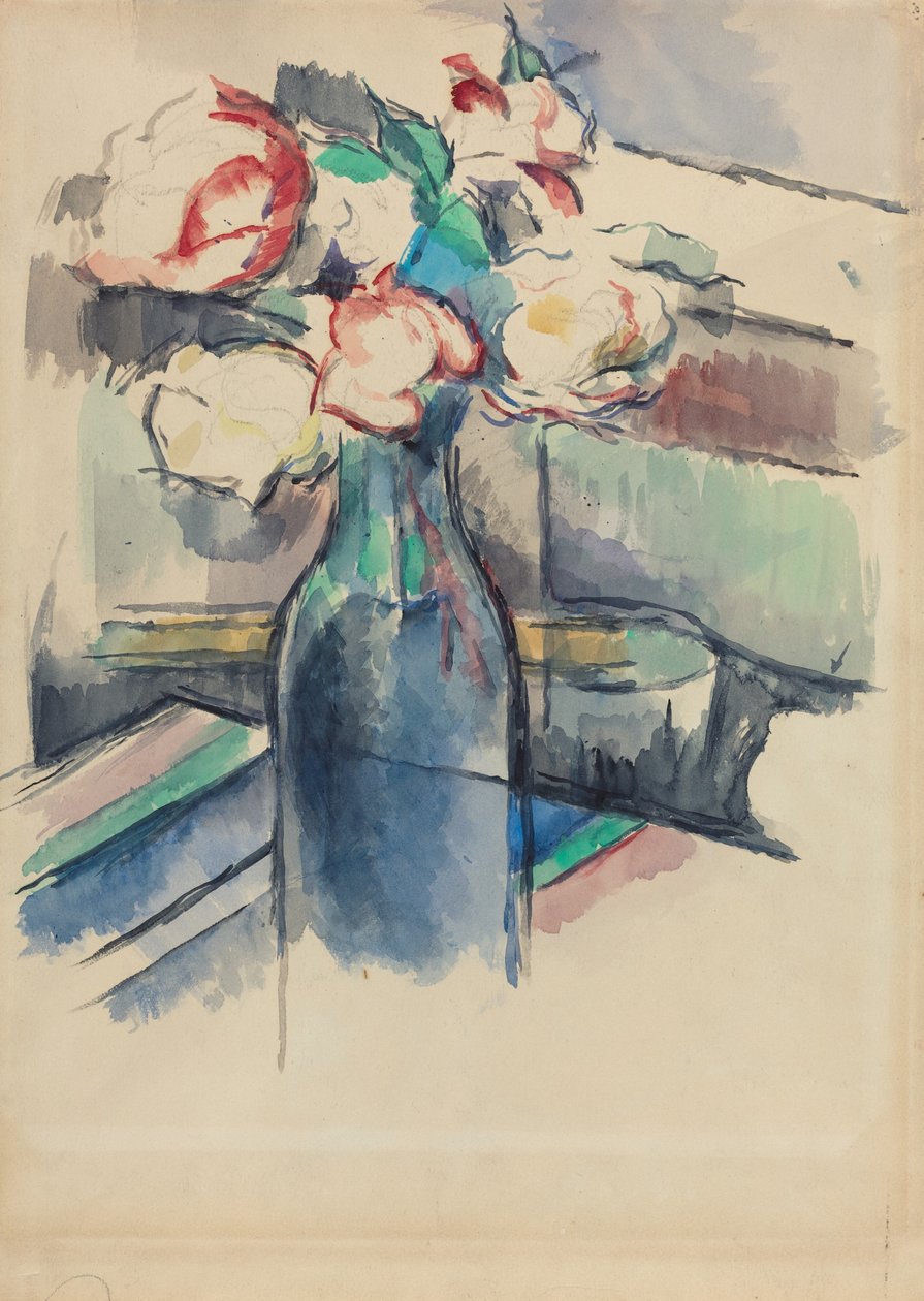 Ruusuja pullossa [recto], 19001904. tekijältä Paul Cézanne