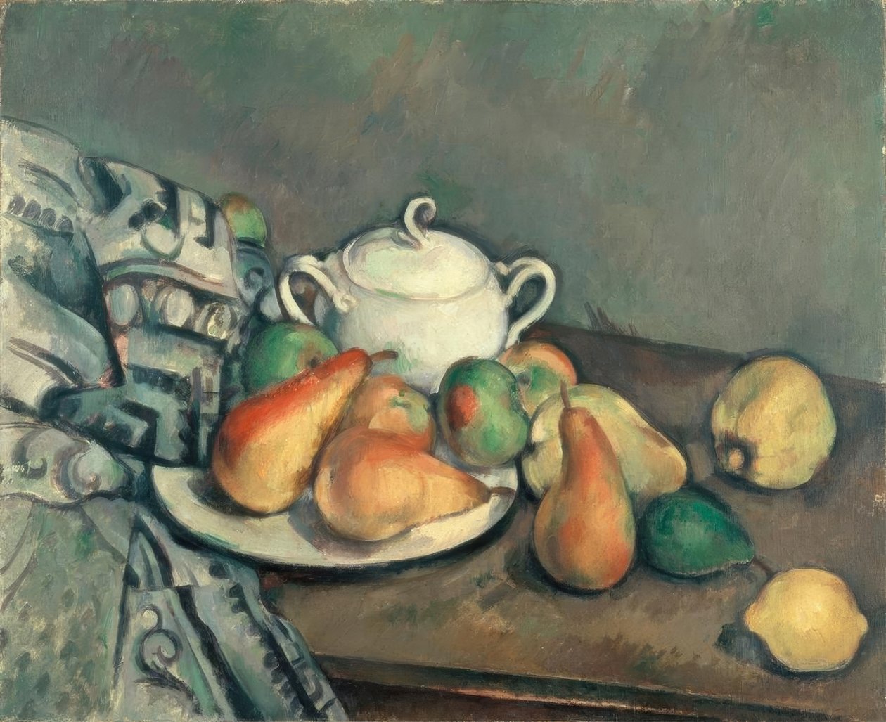 Sokerikulho, päärynät ja matot tekijältä Paul Cézanne