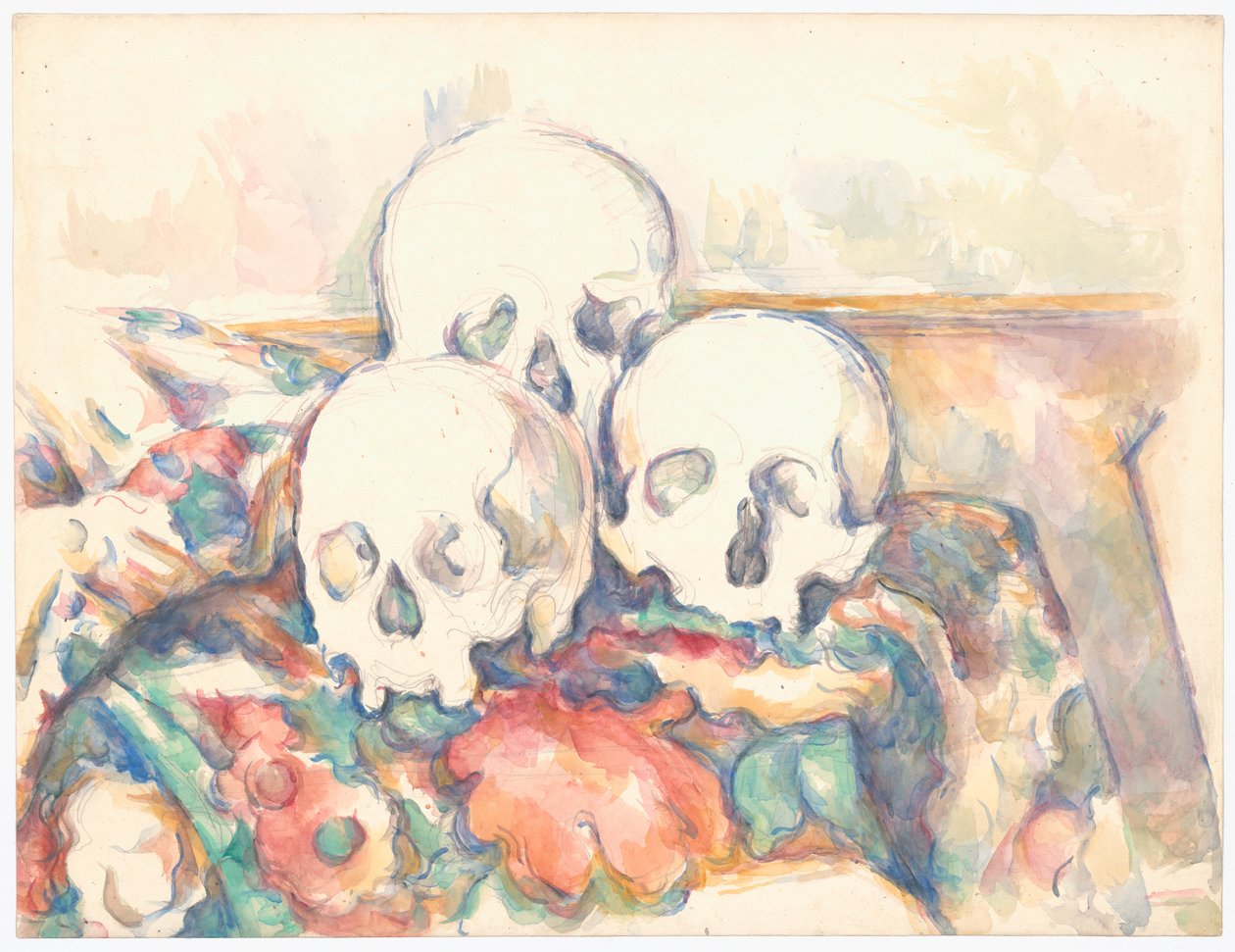 Kolme pääkalloa tekijältä Paul Cézanne