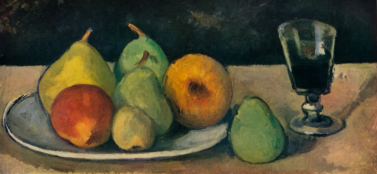 Lasi ja päärynät, 1879-80 tekijältä Paul Cézanne