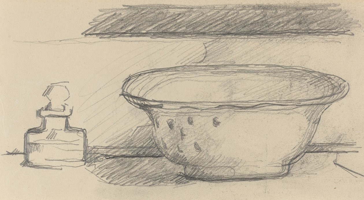 Pesuallas ja tuoksupullo [recto] tekijältä Paul Cézanne