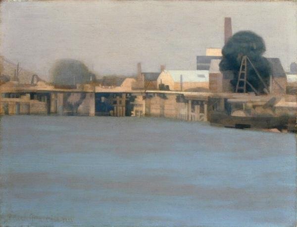 Shrewsbury Docks (öljy kankaalle) tekijältä Paul Fordyce Maitland