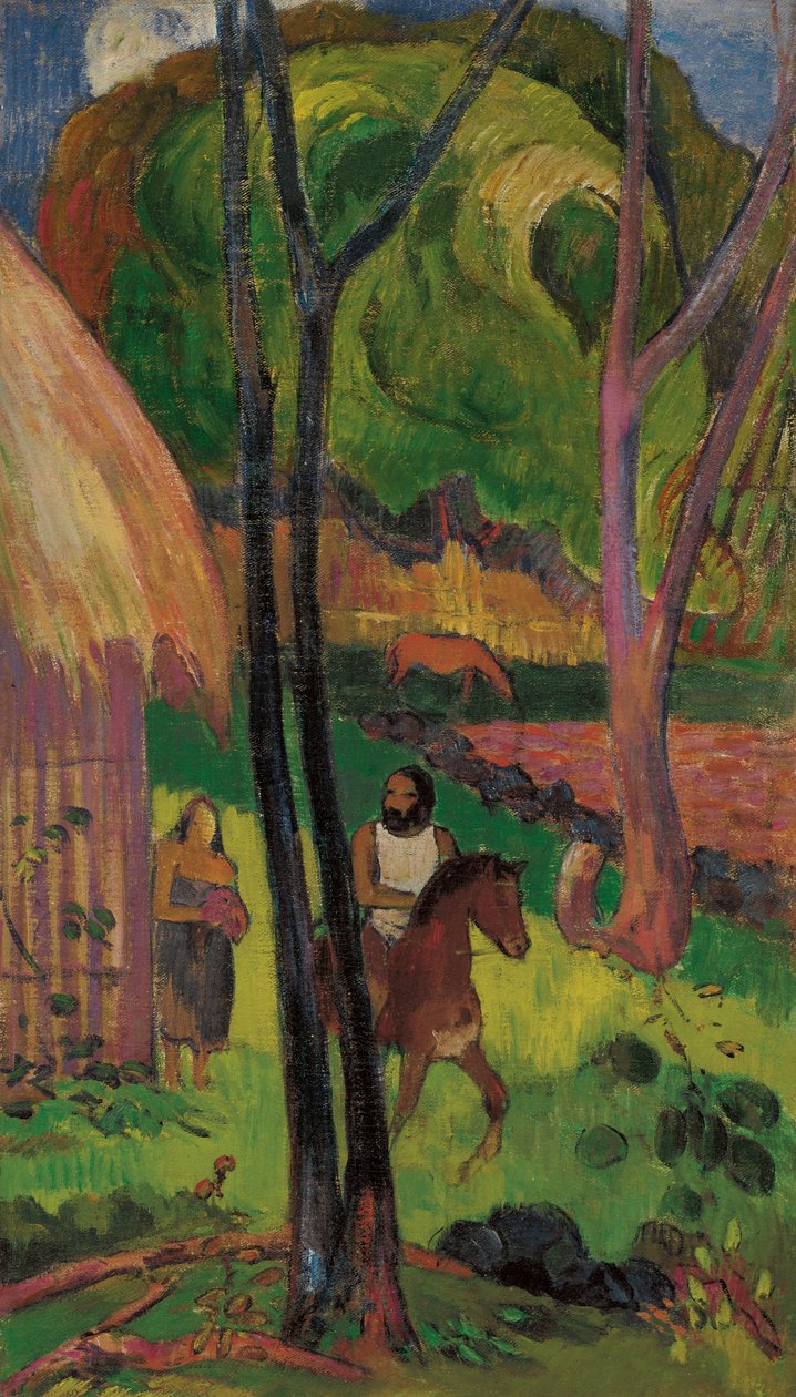 Ratsastaja kotan edessä, 1902. tekijältä Paul Gauguin