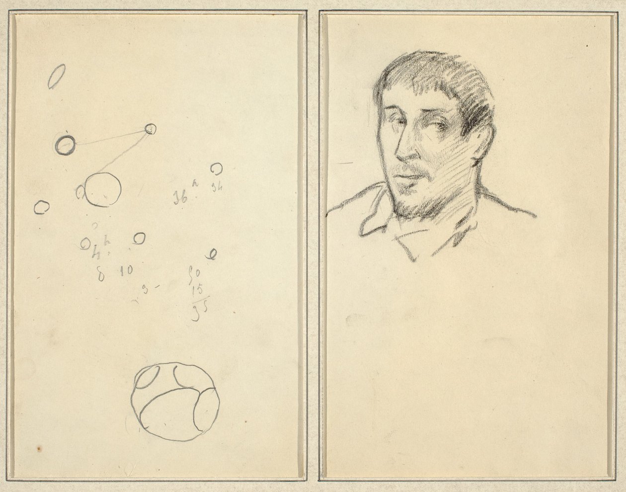 Ympyrät ja numerot; Omakuva [suoraan] tekijältä Paul Gauguin