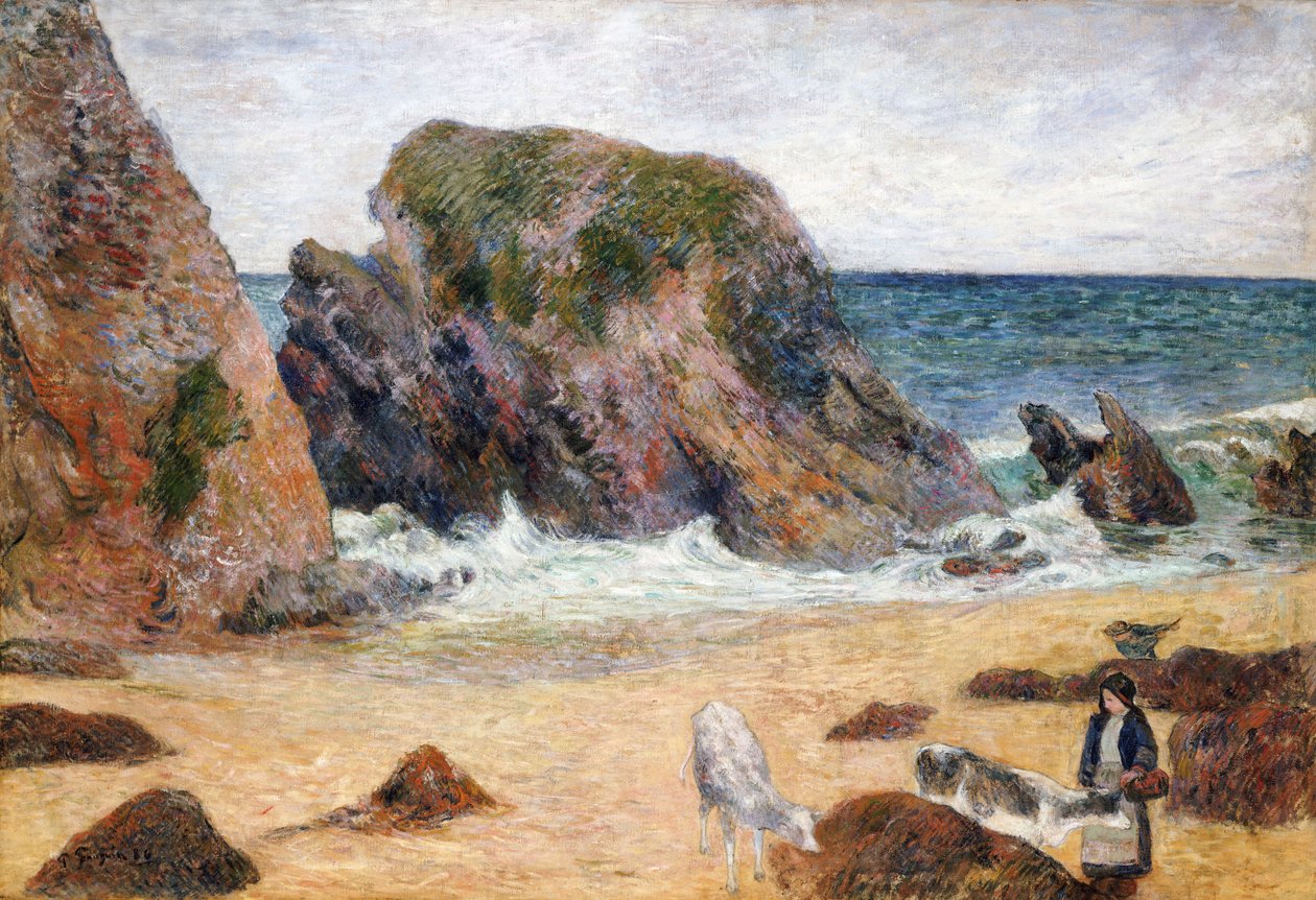 Lehmät meren rannalla, 1886 tekijältä Paul Gauguin
