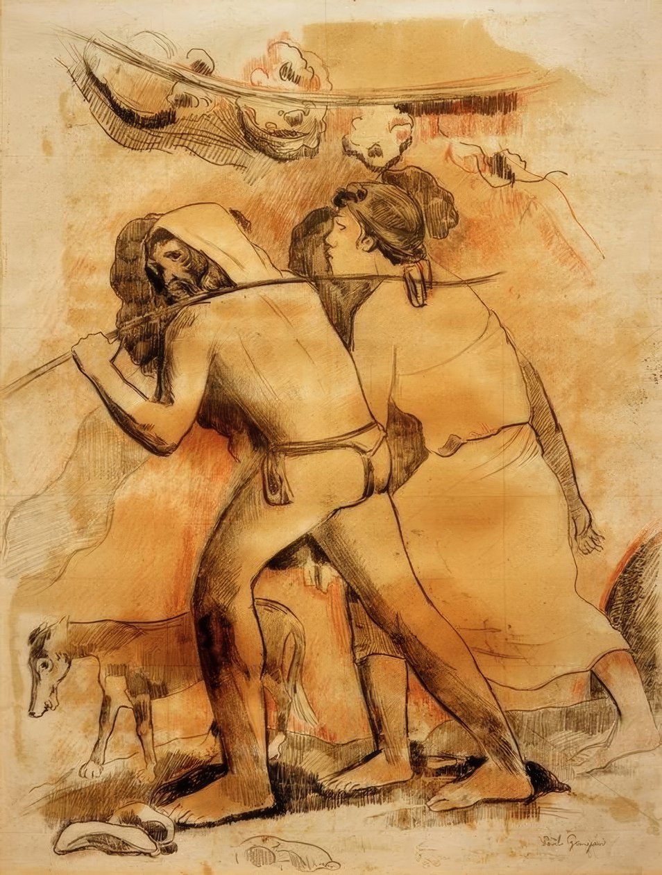Der Aufbruch (Adam ja Eva) tekijältä Paul Gauguin