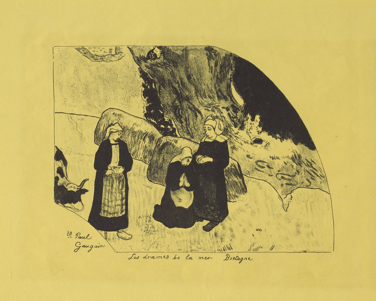 Meren draamat: Bretagne, 1889 tekijältä Paul Gauguin