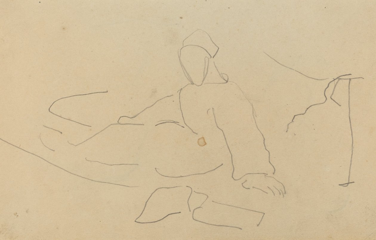 Hahmo istuu maassa [recto] tekijältä Paul Gauguin