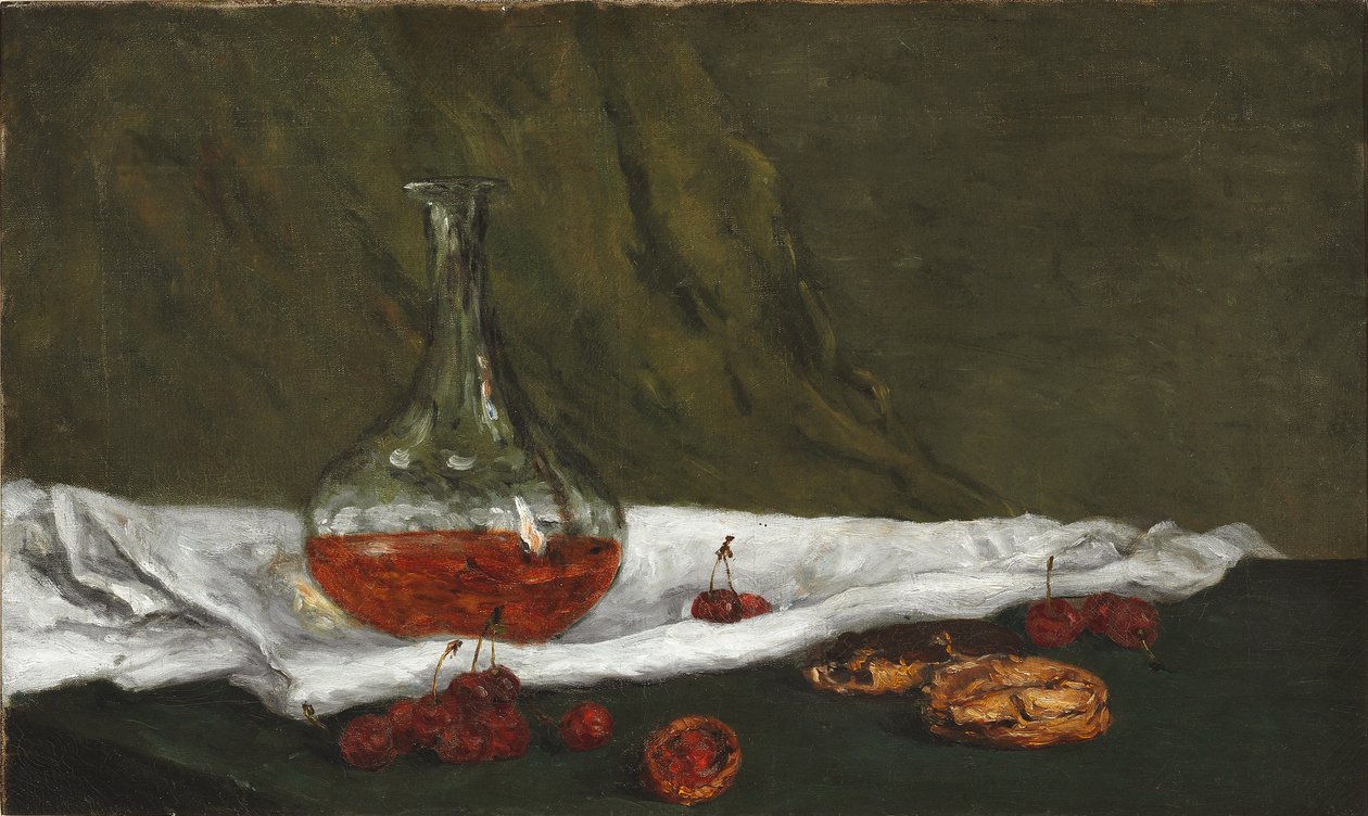 Ranskalainen:  Cerises et carafon Kirsikat ja karahvi tekijältä Paul Gauguin