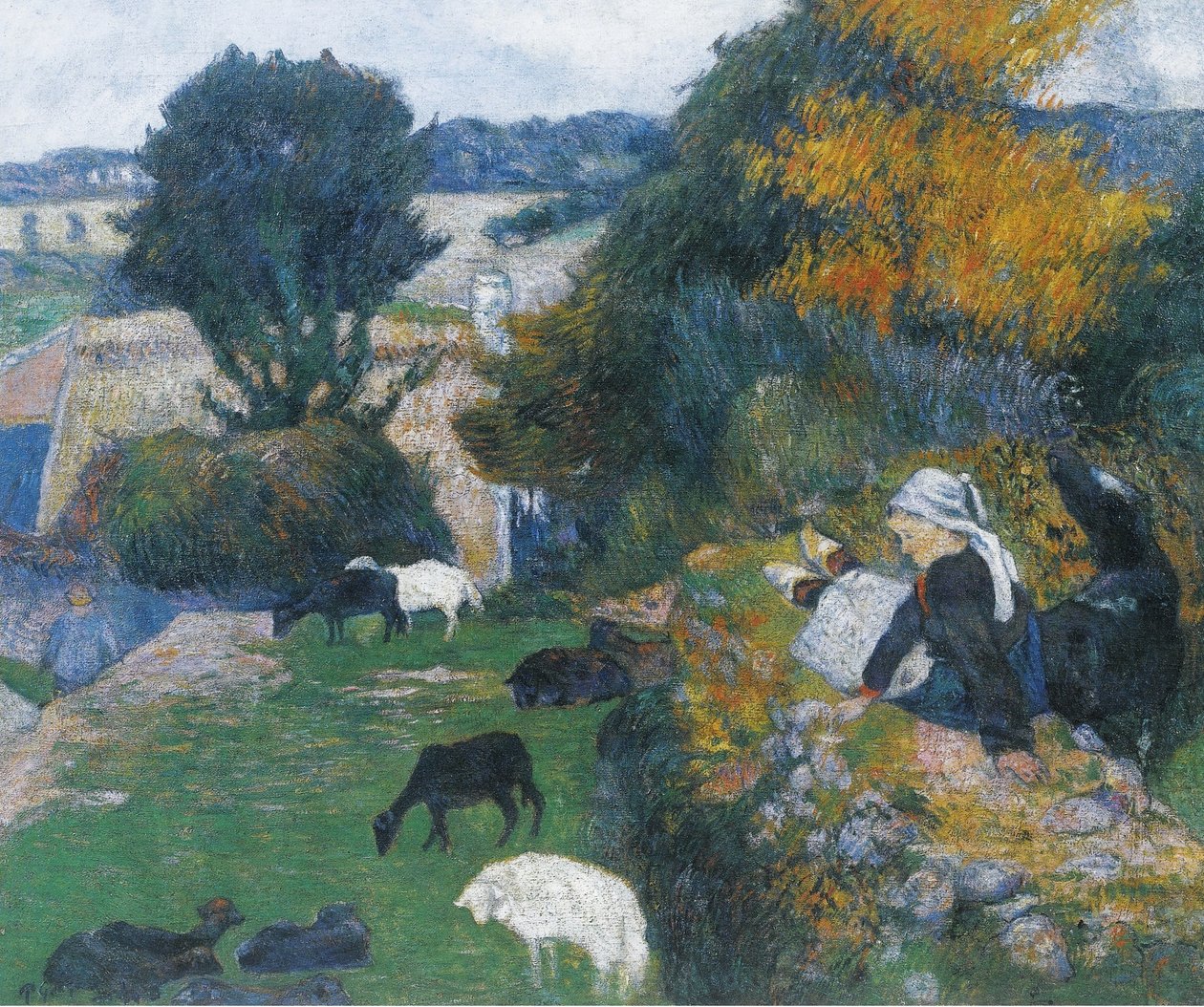 Ranskalainen:  Bergère bretonne Bretagnelainen paimentyttö. tekijältä Paul Gauguin
