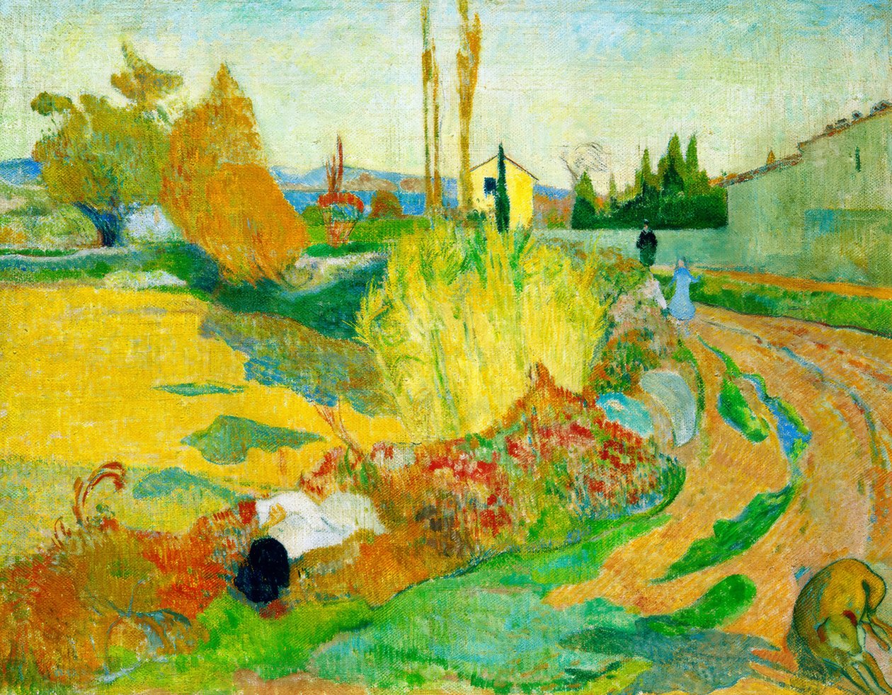 Landschaft bei Arles (Weg am Roubinele-Roi-Kanal) tekijältä Paul Gauguin